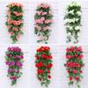 18 Головок Шелковый Декор для Дома и Сада Искусственное Растение Лиана Поддельные Розы Подвесные