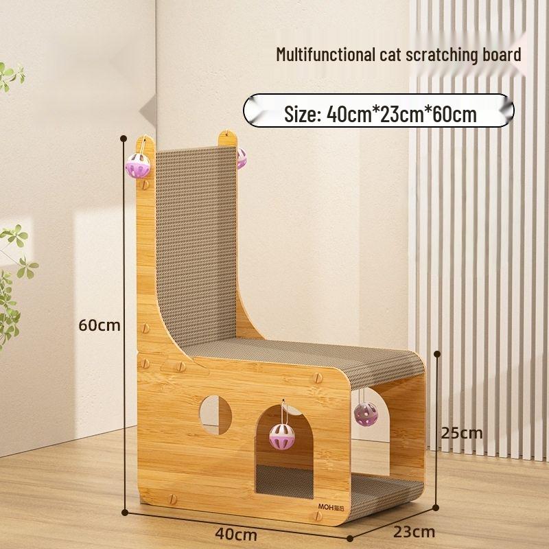 Кошачья когтеточка Вилла Диван: Износостойкий, не линяющий, двухслойный гофрированный картонный кошачий домик и игрушка для всех сезонов