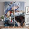 Genshin Impact Window Curtain for Room 2 Panel Home Interior Curtains Halloween Decoration Tulle for Bedroom Shades Partition