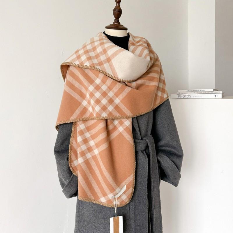 Womens Plaid Scarf Winter Warm Thick Faux Cashmere Shawl Fashion Versatile