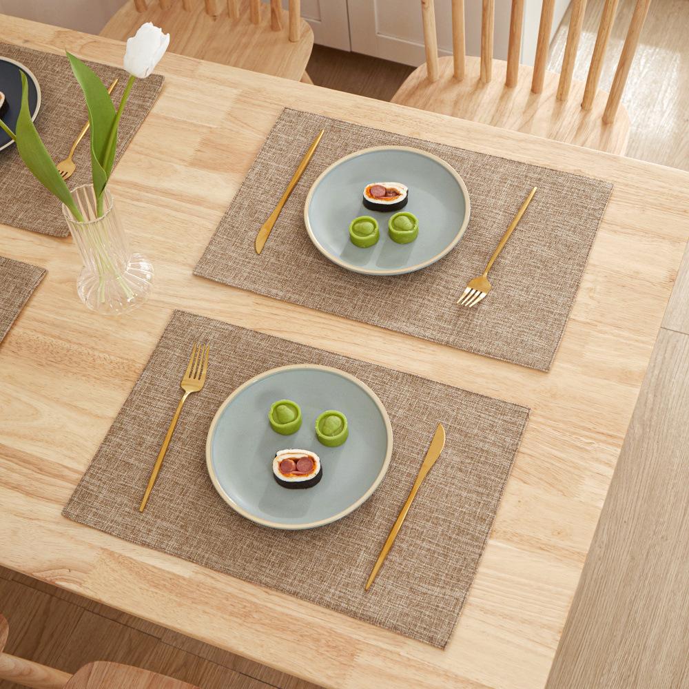 2pcs Scandinavian Ins Style Linen Solid Colour Placemats Fabric Heat Insulation Table Mats Western Food Coasters Napkins