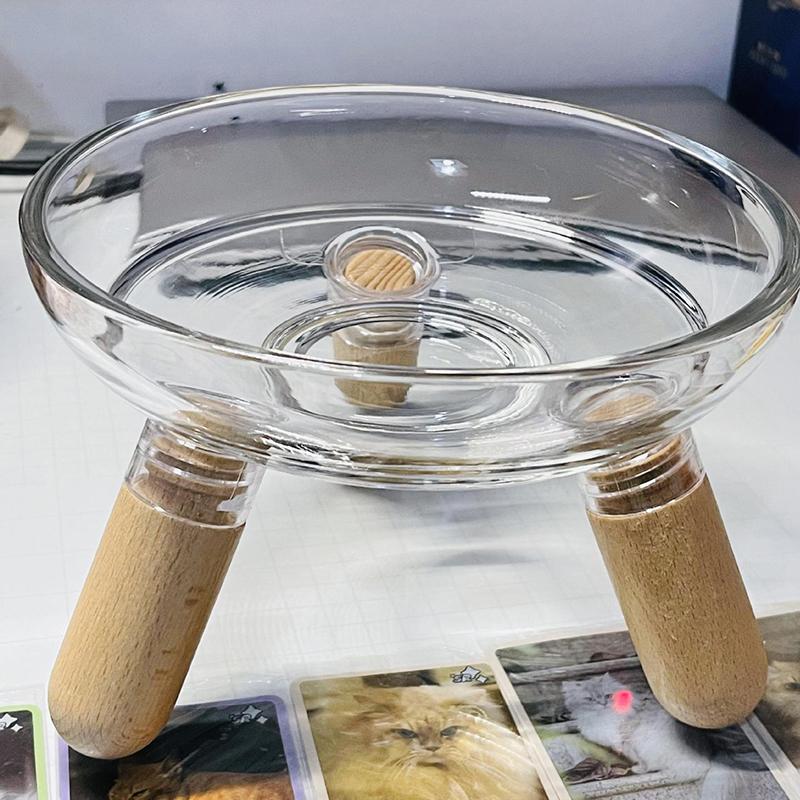 Миска для кошек с прозрачным дизайном, приподнятая миска для кошачьего корма, тарелка для воды, миска для лакомств с подставкой для защиты шеи