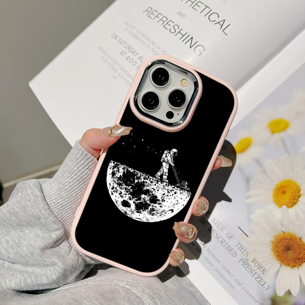 Чехлы для телефонов Ae97 Space Moon Astronaut Black art для Samsung A13 A32 A53 A54 S24 FE S23 Ultra Infinix Hot 40i Huawei с металлической защитной задней крышкой для камеры