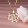 Trendy Love Heart Flower 26 Letters A-Z Pendant Necklace Vintage Gold Color Chains Necklaces For Women Wedding Jewelry Girl Gift