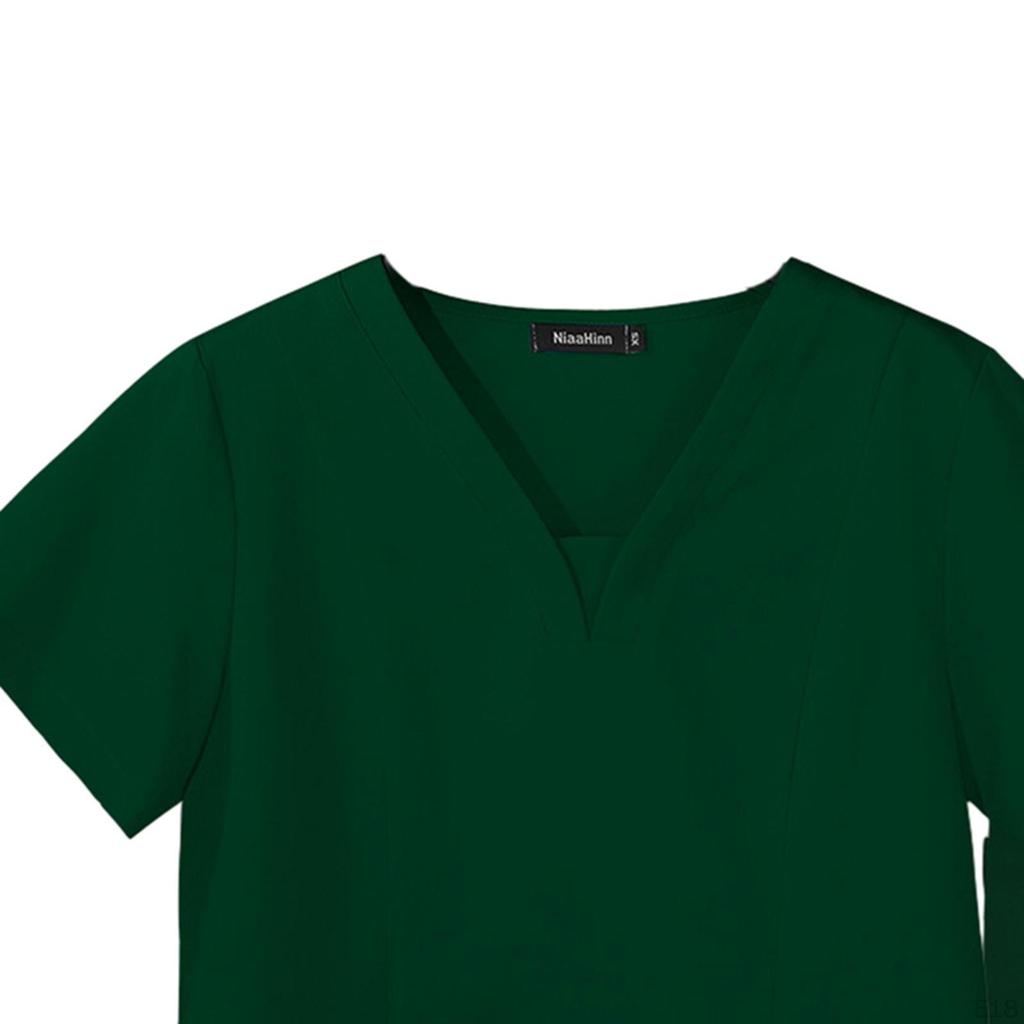 Женский костюм-комбинезон с множеством карманов, V-образным вырезом, короткими рукавами, легкая рабочая одежда для медсестры