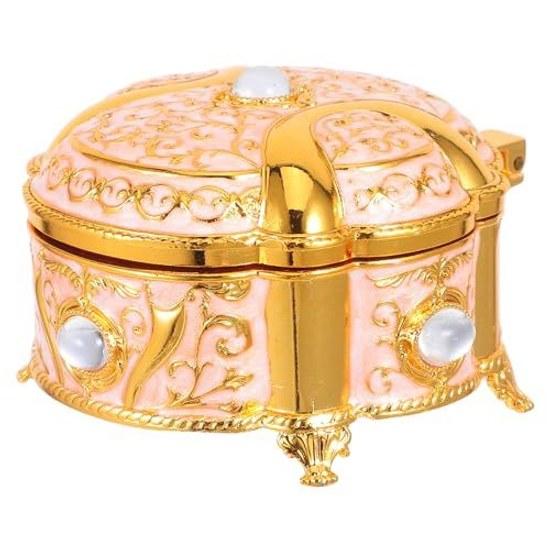 No-brand item retro round embossed pattern jewelry box small portable accessory storage case multifunctional travel women girls