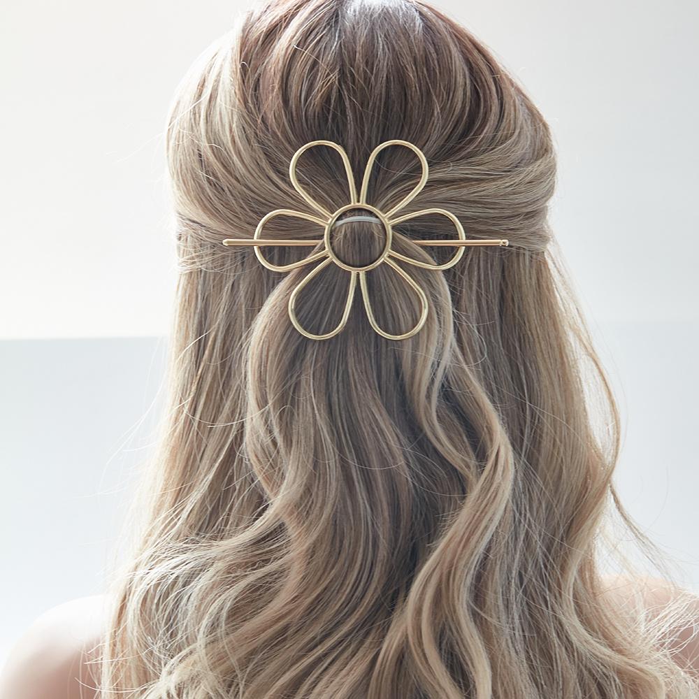 1Set/2pcs Bohemian Metal Alloy Hairpin, Unique Sun and Flower Design, Vintage Ladies Hair Accessories