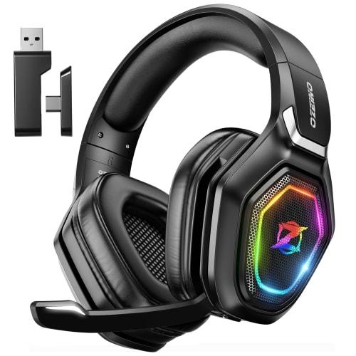 OW810 Black Wireless Gaming Headset, 3-in-1 Wireless Headphones with 5.3 Bluetooth, USB-A, and USB-C, 7.1ch, Lightweight, 30 Hours of Continuous Use,