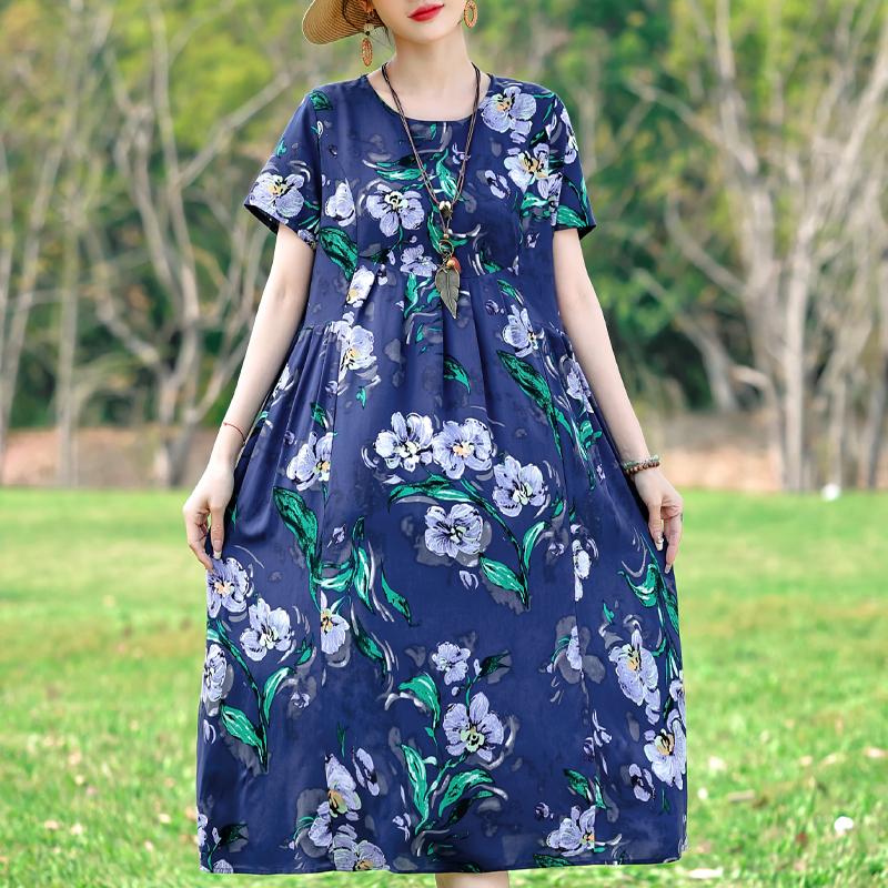 Летние повседневные женские платья винтажная одежда больших размеров с коротким рукавом элегантное длинное платье