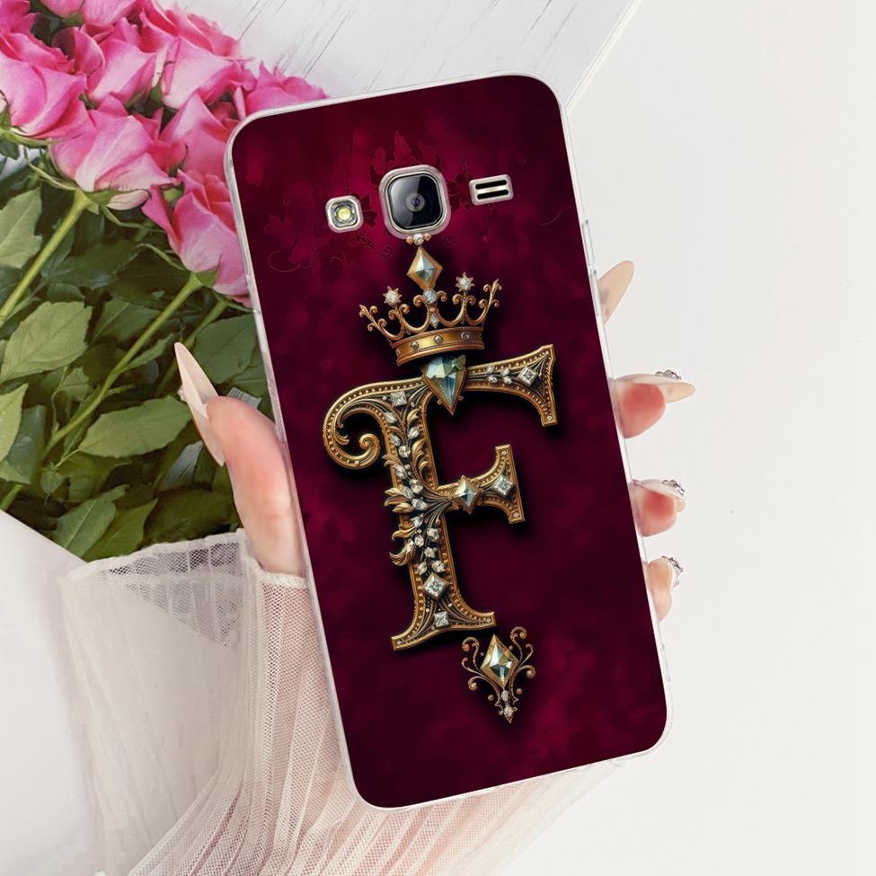 Transparent For Samsung Grand Prime Case SM-G530F Luxury Crown A-Z Letters 2D Flat Pattern Cover For Samsung Galaxy Grand Prime
