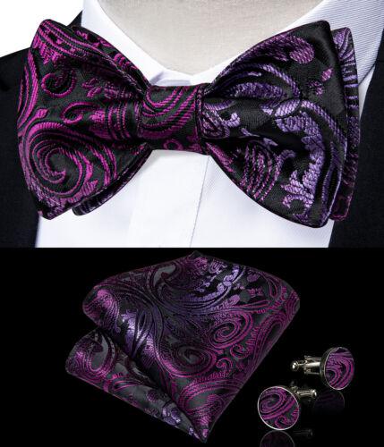 Мужской шелковый галстук-бабочка, регулируемый синий галстук-бабочка, набор запонок с цветочным принтом пейсли