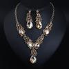 Crystal Gemstone Necklace Earrings Set Exaggerated Fashion Women'S Dress Accessories