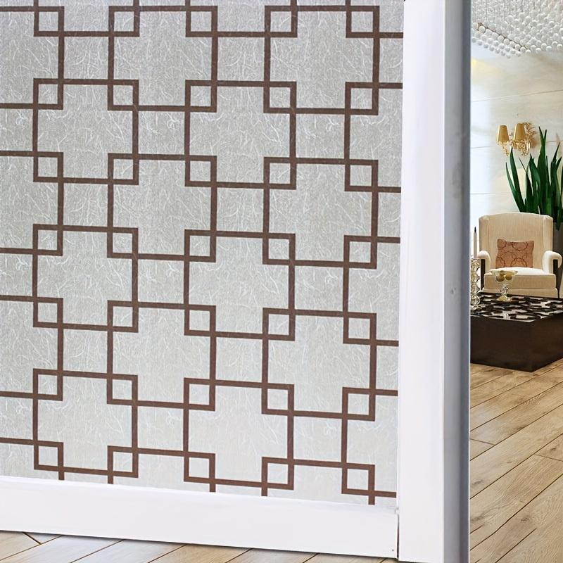 1 рулон с клеем, коричневая клетчатая наклейка на окно, непрозрачная, специальная пленка для дверей и окон, наклейка на стекло, ванная комната, офис, кухня, окно