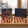 PVC Action Figures Red Bird Christmas Advent Calendar, 24 Unique Miniature Collectible Doll Ornaments Figurines, Tree Hanging for Holiday Gifts