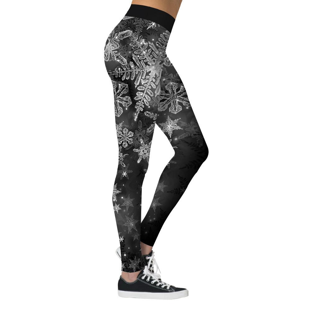 Snowflake Printed Fitness Pants As a Base for Christmas Ladies Yoga Pants