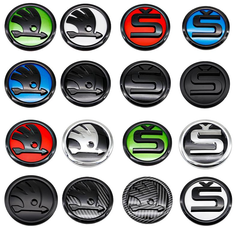 2026 Hot For SKODA 8cm 9cm 10cm Emblem Car Front Hood Badge Rear Trunk Sticker For Skoda S Skoda Kodiaq Fabia Kamiq Karoq Octavi hbkm45