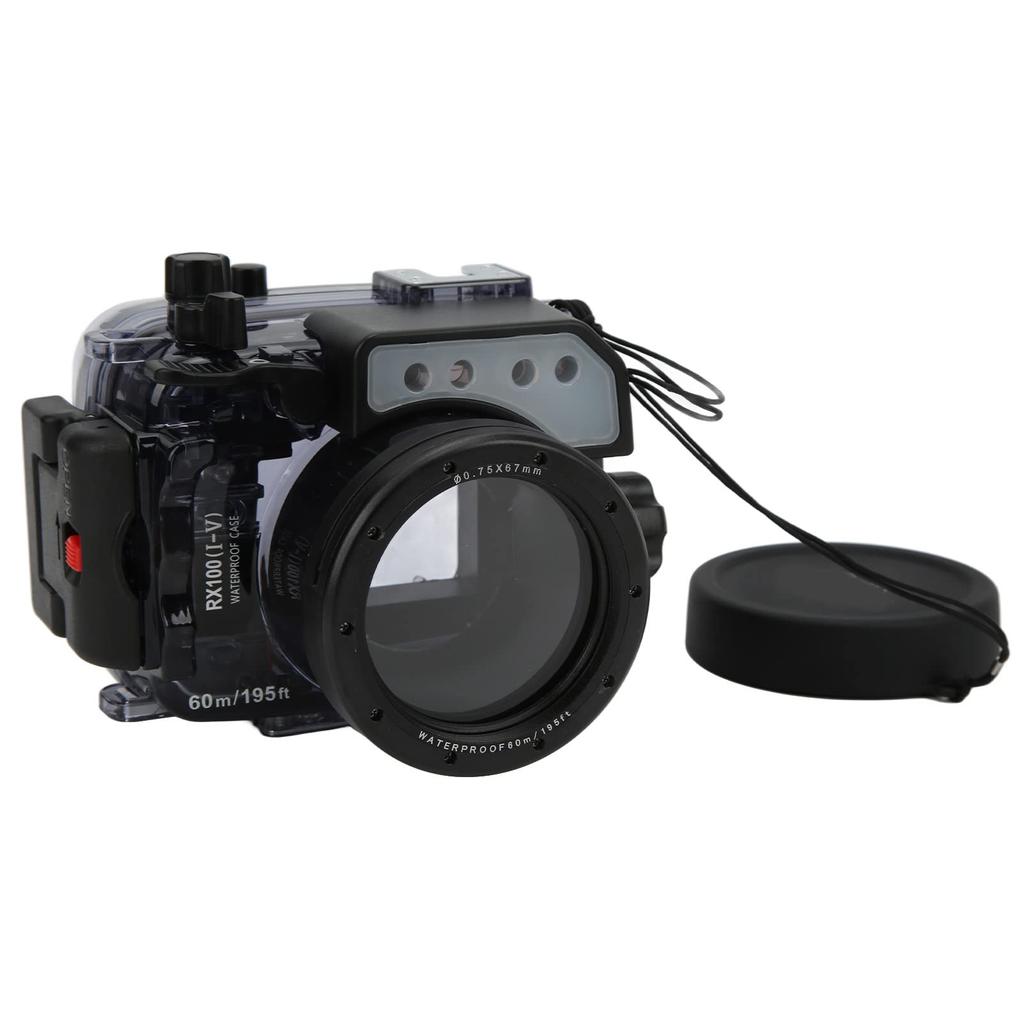 Underwater Waterproof Housing Case Cold Shoe Mount Design Camera Diving Protector for Sony RX100 RX100 II RX100 III RX100V Camera 60m/65.6yd