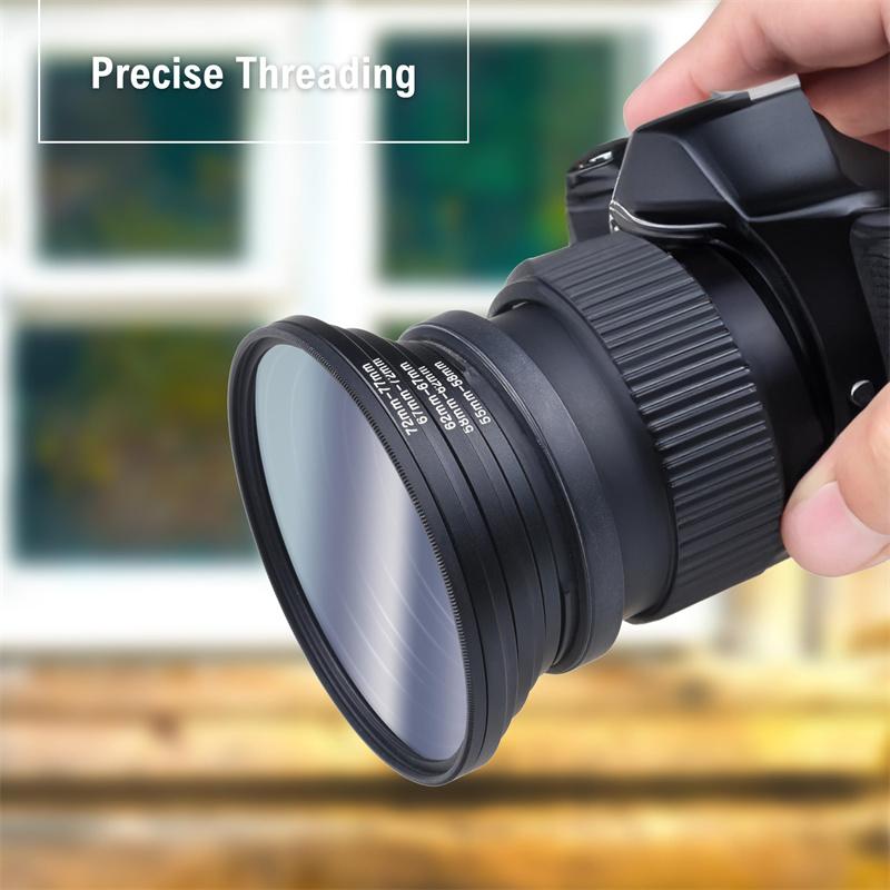 9pcs Camera Lens Filter Step Up &amp; Down Ring Adapter Set 37-82mm 82-37mm For Canon Nikon Fujifilm Dslr Lenses
