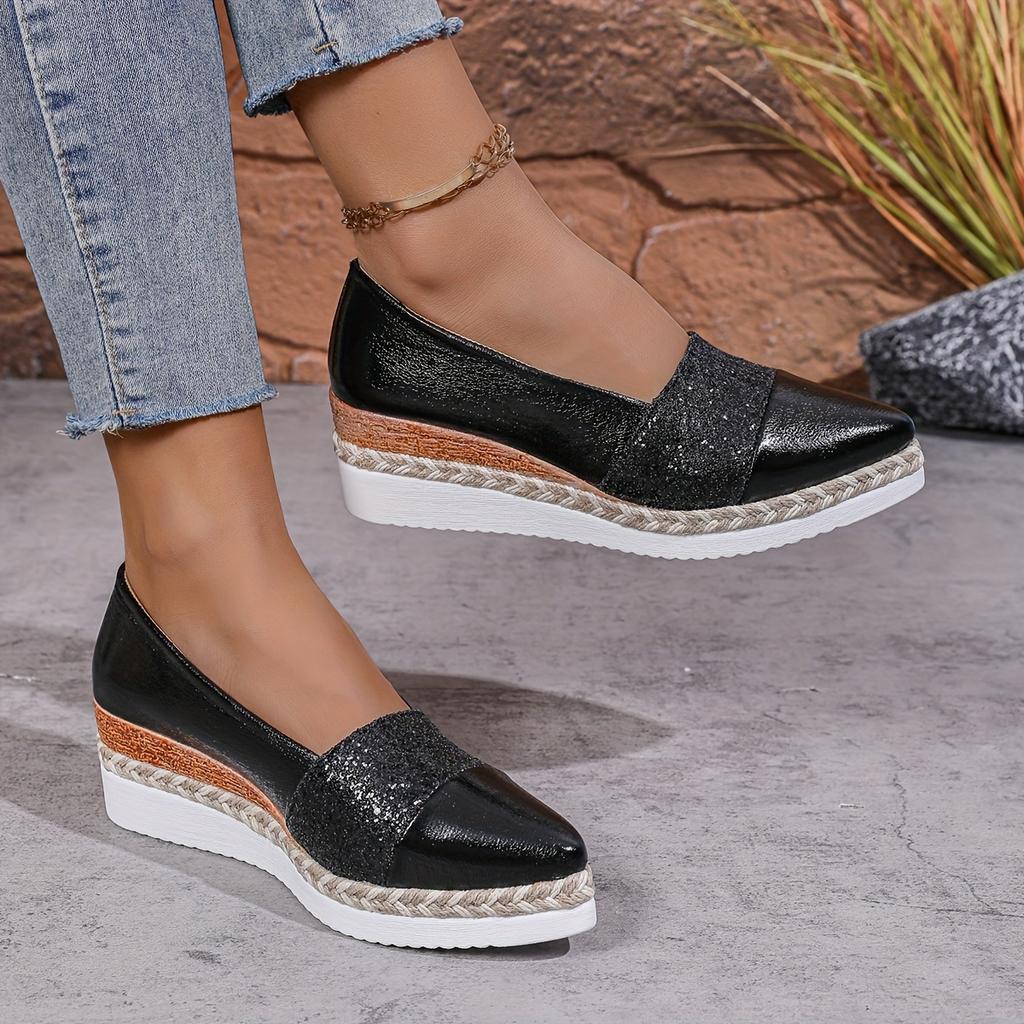 Fashion 2025 New Women Sneakers Pointed Toe Comfortable Shoes Ladies High Heels Shoes Shallow Mouth Clogs Wedge Platform Women Sneakers