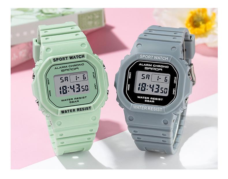 Sanda Multifunctional Waterproof Luminous Square Sport Watch - Fashionable Student Wristwatch