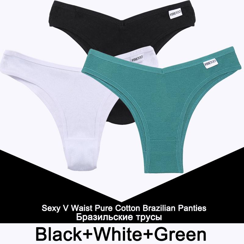 3PCS/Set Panties Women Cotton Lingerie Female Thongs Sexy Underwear Low-Rise Underpant Bikini Brazilian Briefs