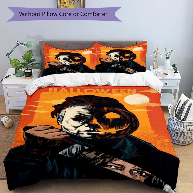 Halloween Horror Icon Print 3Pcs Bedding Setduvet Cover With 2 Bedropillowcase Home Birthday Gift