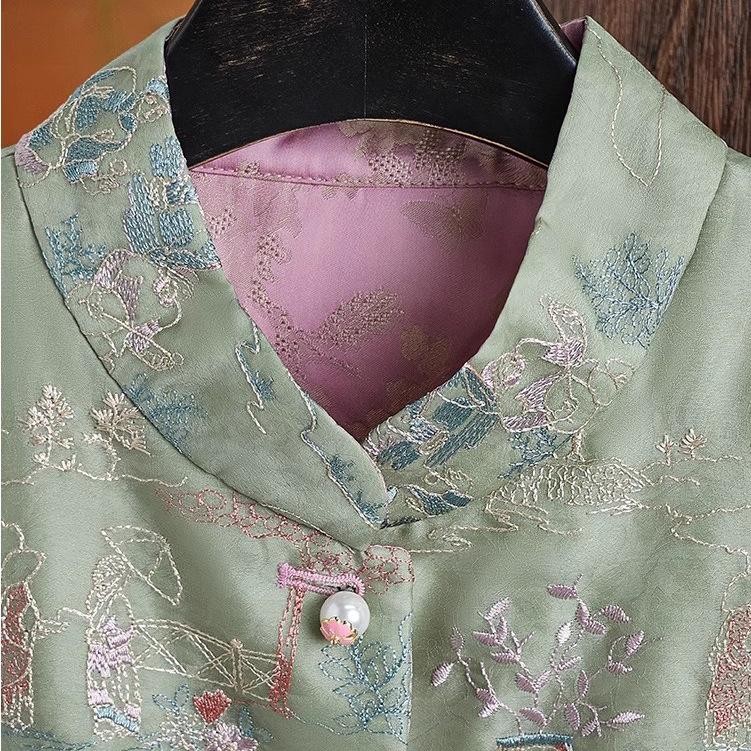 Вышитый жилет, костюм Тан, китайский стиль, весна-лето, новый стиль Чонсам, этнический стиль, ретро-жилет с заколкой для лошади, китайские топы для женщин