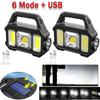 500lm Flashlight Rechargeable Waterproof 6 Gears Torch Light Portable Powerful Lantern Solar USB Charging for Camping Hiking