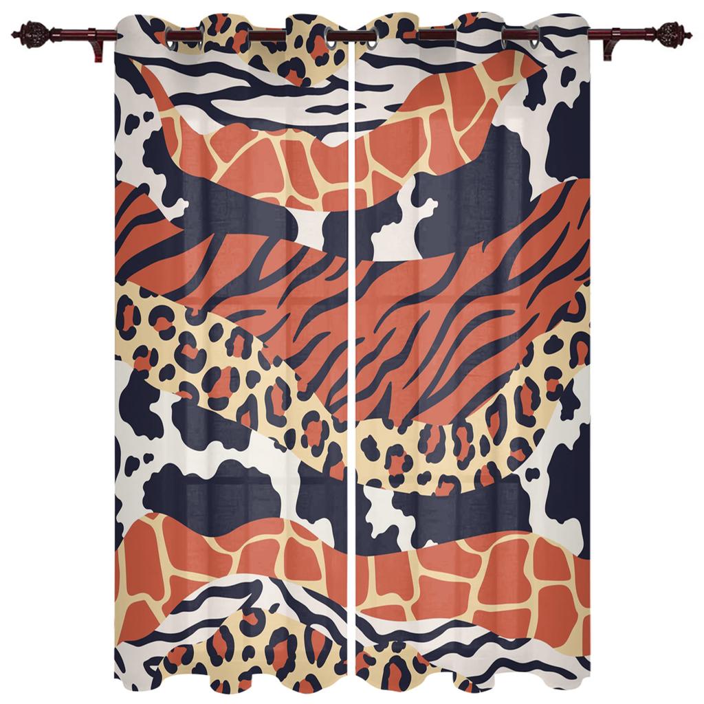 Красная зебра с леопардовым принтом, оконные шторы, домашний декор, оконные шторы для спальни, занавески для гостиной