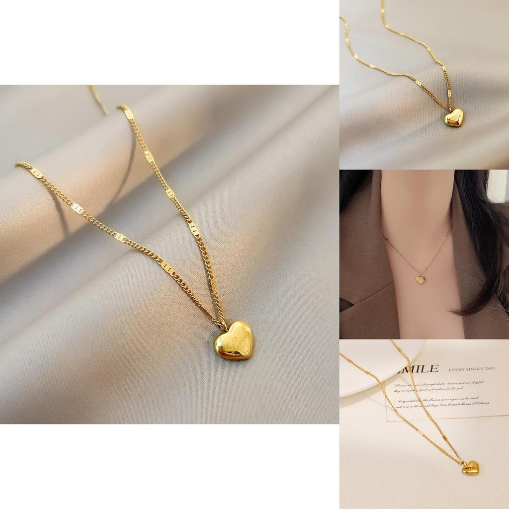 Modern Titanium Steel Numeric And Letter Pendant Necklace With Gold Finish For Gift Giving