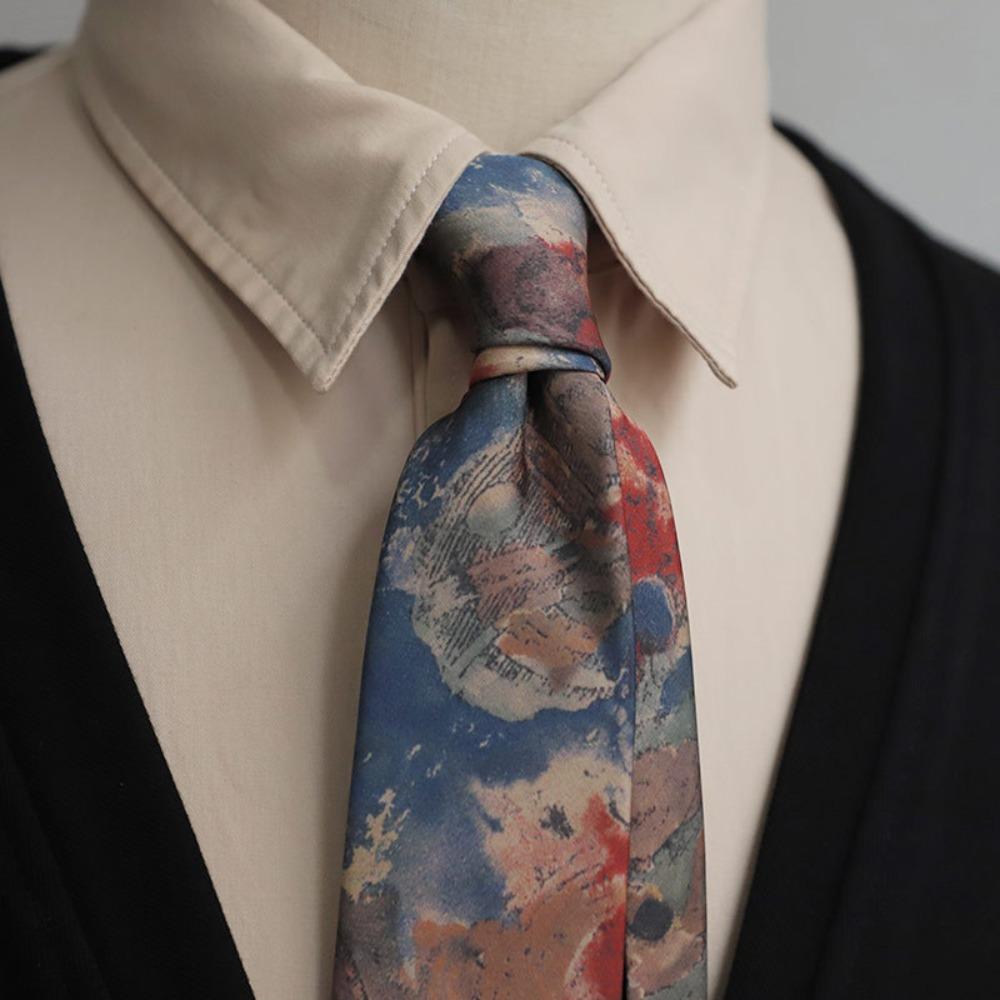 Ascots Floral Neck Ties Jacquard Oil Painting Tie Artistic Wedding Necktie Gentleman  Male