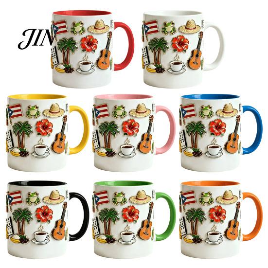 Home Office Coffee Mug Dominican Theme Mug, Ceramic Comfortable Grip Cup, Hot And Artistic Cold Drinks Safe for Use Drinking