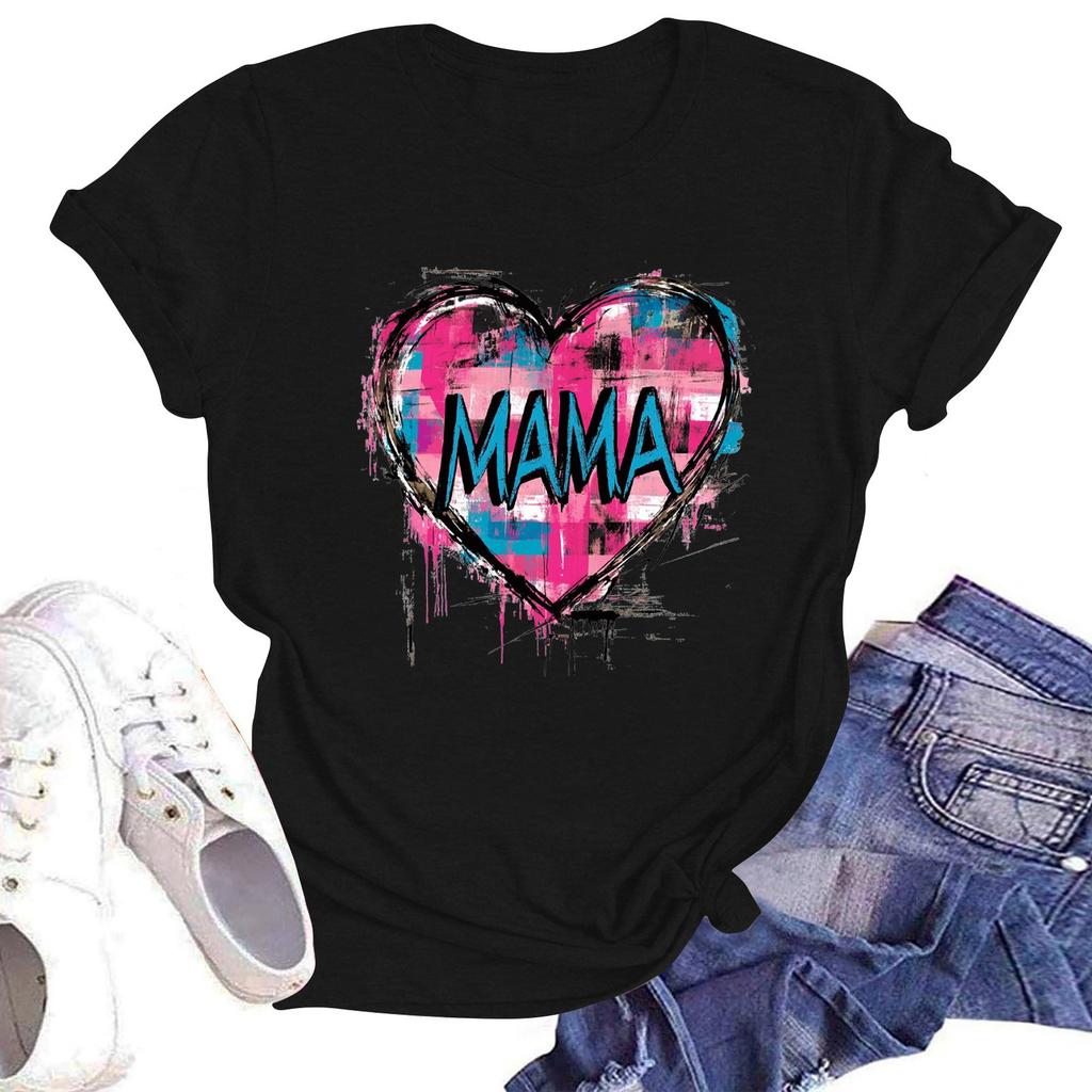 Женская повседневная футболка с круглым вырезом и короткими рукавами с принтом