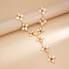 Gothic Flower Pendant Necklace Gold Flower Tassels Earrings New Y-shaped Chain Necklace  Jewelry