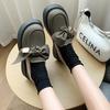 British Style Small Leather Shoes Women's 2025 Spring and Autumn New Fashion Bow College One Pedal Platform Loafers