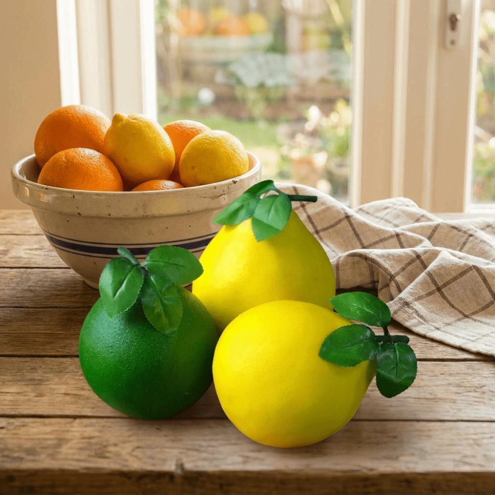 Yellow/Green Fake Grapefruit Lifelike Artificial Fruit Pomelo Fruit Ornament Cabinet Photography