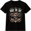 Футболка для мотоциклиста Ride Or Die Череп Байкер Винтажная Мотоцикл Графическая футболка