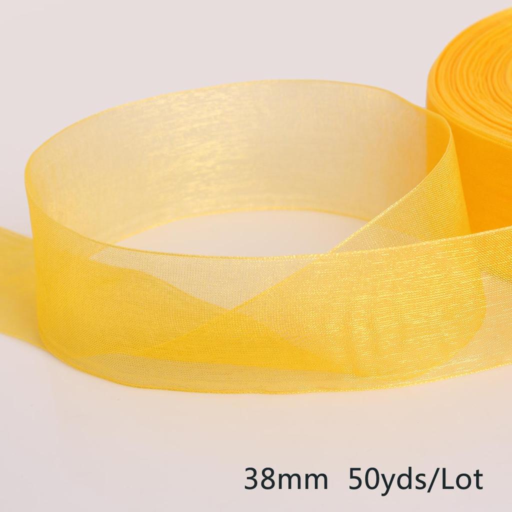 Шелковая лента из органзы, 50 ярдов, 15 мм, 50 ярдов, рулон шифона, швейная ткань, аксессуары, подарочная упаковка для рукоделия