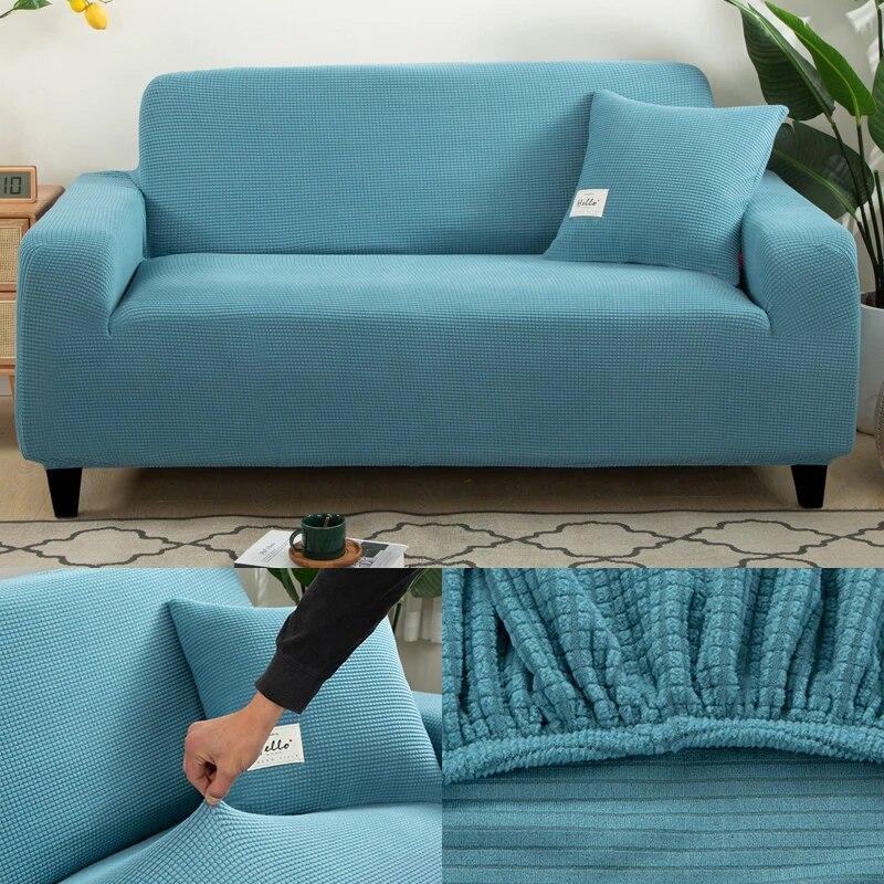 Jacquard Thick Sofa Covers for Living Room Plain Couch Cover Corner L Shape Chaise Longue Sofa Slipcovers Solid Color 1PC