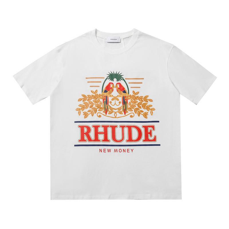 2023 Cross-border European and American trendy brand RHUDE micro-label letter logo pattern short-sleeved t-shirt men's and women's high street loose h
