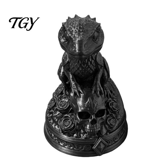 Spooky Office Desk Ornament 3D Printed Gecko Skeleton Rose Ornament, Gothic Resin Unique Halloween Table Decoration Statue, Desktop Animal Sculpture