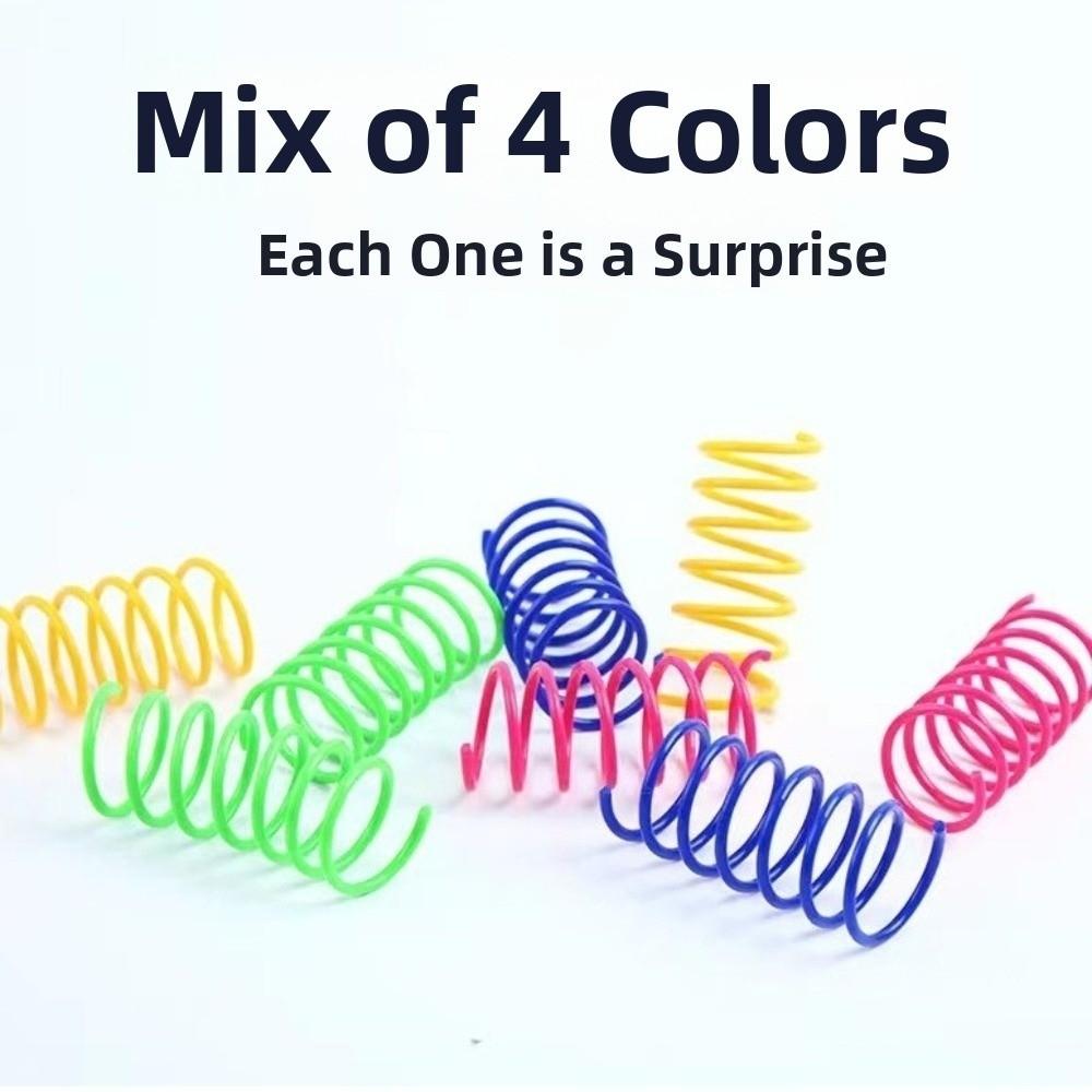 12pcs/set Colorful Cat Spring Toy Bite Resistant Plastic Coil Spring Toy Scratch Resistant Interactive Cat Toy Pet Entertainment