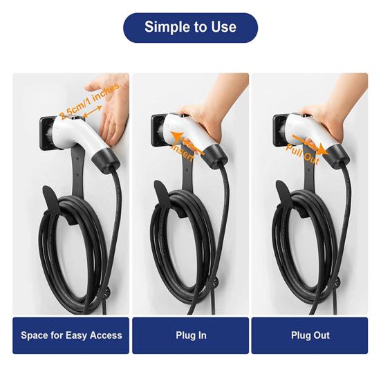 Держатель для зарядного устройства для электромобиля, настенный кронштейн, защита от порезов, закругленные края, крюк для зарядного устройства для электромобиля для розетки J1772, кобура, основа