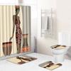 Shower Curtain Floor Mat Set African Woman E-Commerce Bathroom Carpet