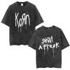 Korn Follow The Leader 20 yilligi Yuvilgan Futbolka Metal Gotik Rok Guruhining Futbolkalari Erkaklar Vintage Katta O'lchamli Futbolka Streetwear