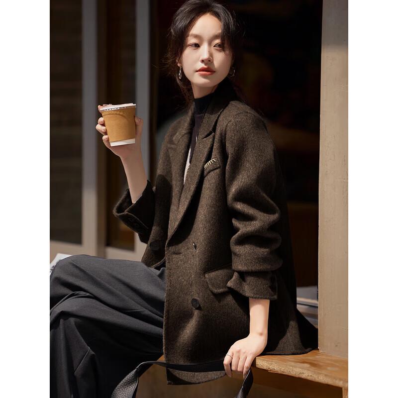 Mohan Yimei Women's Loose Fit Double-Sided Wool Blazer