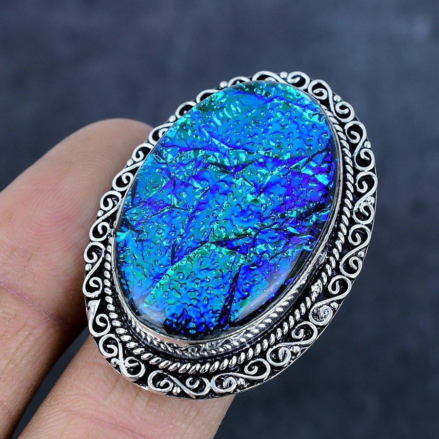 Натуральный голубой триплет опал драгоценный камень 925 стерлингового серебра ювелирное кольцо размер 10 e9U16