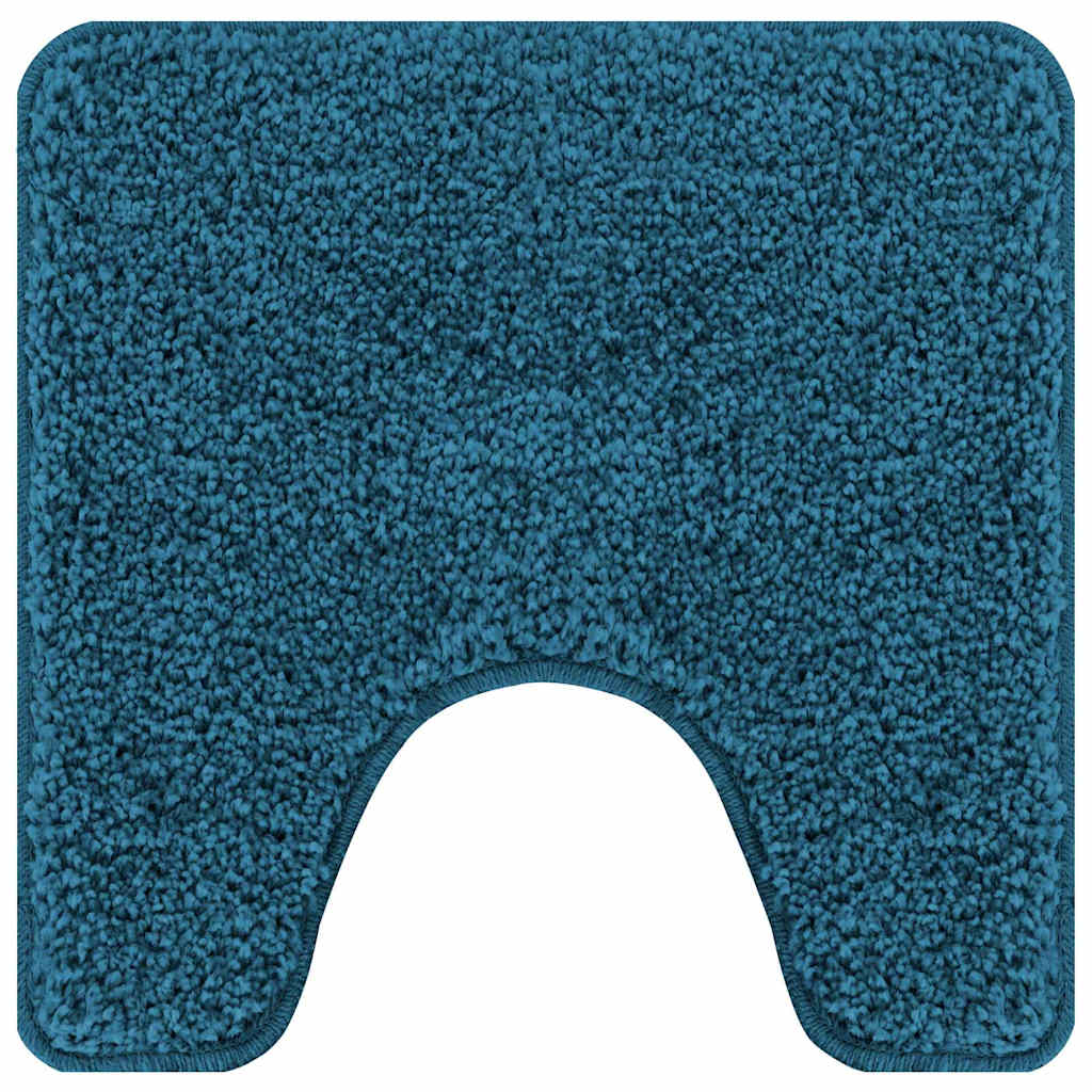 Non slip Bathroom Mat with Toilet Cut out Blue 50 x 50 cm