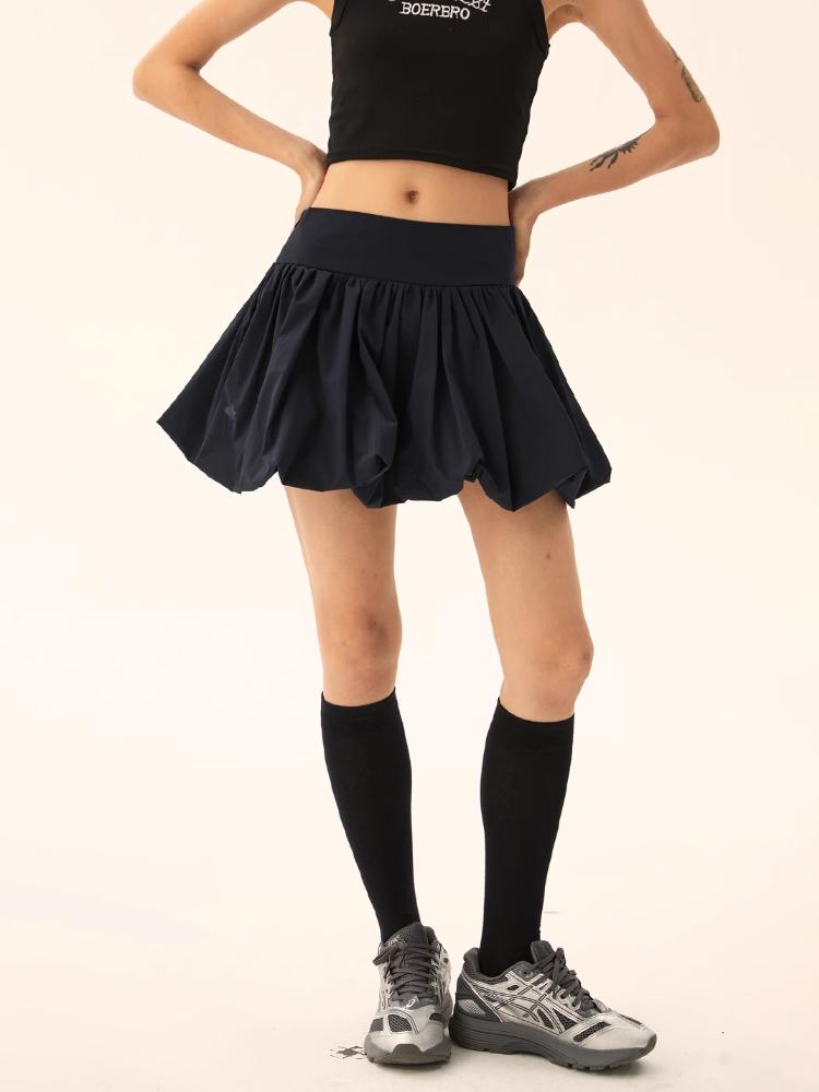 Черная женская мини-юбка с пузырьками в стиле ретро, ​​уличный стиль, короткая юбка-пачка со средней эластичной резинкой на талии для отдыха, клубная одежда