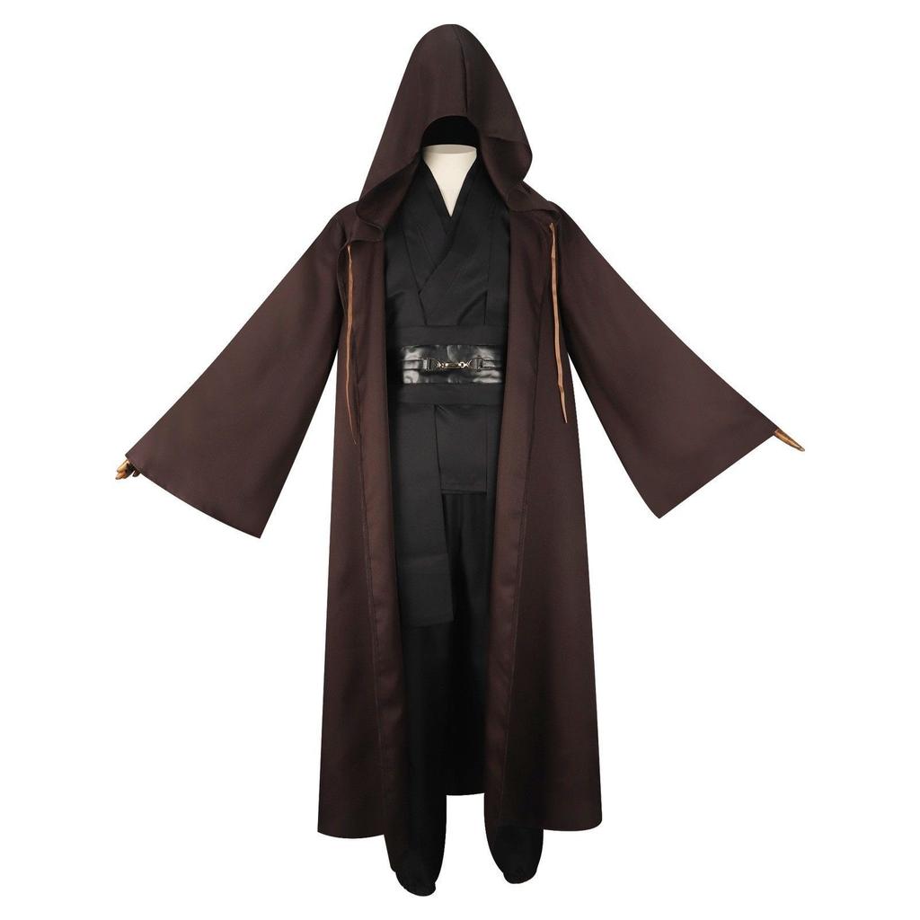 Obi Wan Kenobi Men's Costume Robe Adult Male Jedi Knight Tunic Costume Hooded Uniform Full Set Halloween Cosplay Cloak
